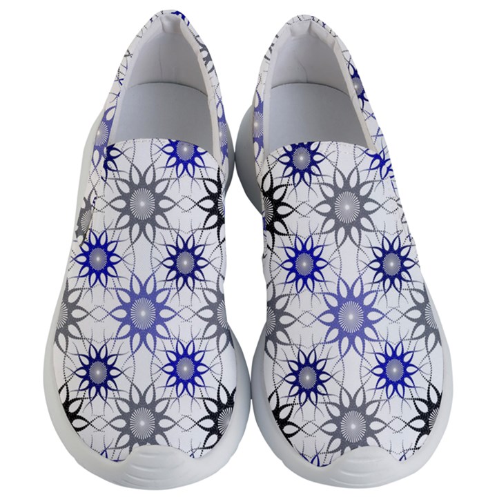 Pearl Pattern Floral Design Art Digital Seamless Blue Black Women s Lightweight Slip Ons