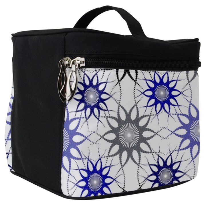 Pearl Pattern Floral Design Art Digital Seamless Blue Black Make Up Travel Bag (Big)