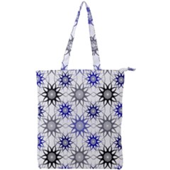 Pearl Pattern Floral Design Art Digital Seamless Blue Black Double Zip Up Tote Bag by Vaneshart