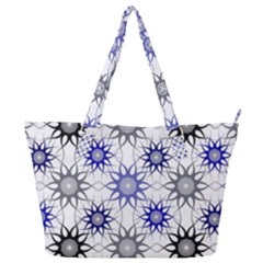 Pearl Pattern Floral Design Art Digital Seamless Blue Black Full Print Shoulder Bag by Vaneshart