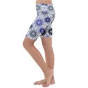 Pearl Pattern Floral Design Art Digital Seamless Blue Black Kids  Lightweight Velour Cropped Yoga Leggings View2