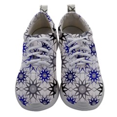 Pearl Pattern Floral Design Art Digital Seamless Blue Black Women Athletic Shoes by Vaneshart