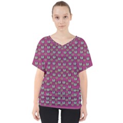 Sweet Fury Cats On Color V-neck Dolman Drape Top by pepitasart