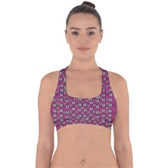 Sweet Fury Cats On Color Cross Back Hipster Bikini Top 