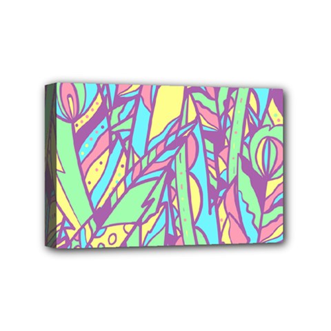 Feathers Pattern Mini Canvas 6  X 4  (stretched) by Sobalvarro