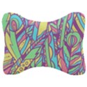 Feathers Pattern Velour Seat Head Rest Cushion View1