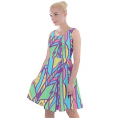 Feathers Pattern Knee Length Skater Dress