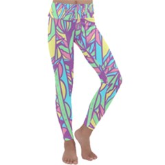 Feathers Pattern Kids  Lightweight Velour Classic Yoga Leggings by Sobalvarro