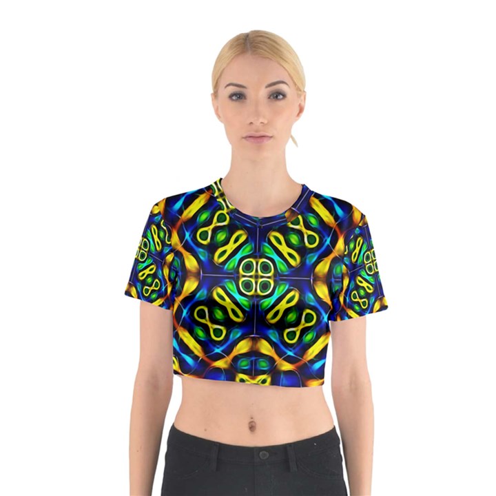 Pattern Geometric Glow Colors Lines Seamless Cotton Crop Top