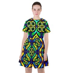 Pattern Geometric Glow Colors Lines Seamless Sailor Dress by Vaneshart