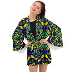 Pattern Geometric Glow Colors Lines Seamless Long Sleeve Kimono by Vaneshart