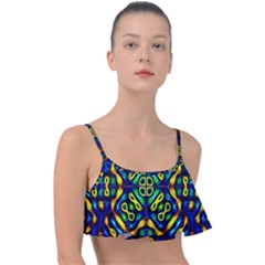 Pattern Geometric Glow Colors Lines Seamless Frill Bikini Top