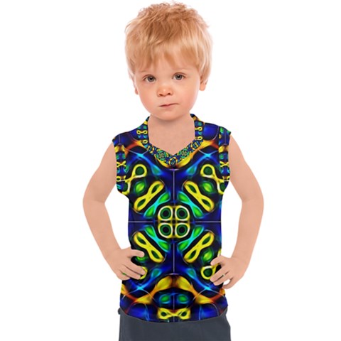 Pattern Geometric Glow Colors Lines Seamless Kids  Mesh Tank Top by Vaneshart