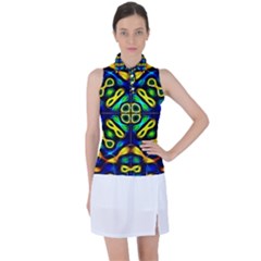 Pattern Geometric Glow Colors Lines Seamless Women’s Sleeveless Polo Tee by Vaneshart