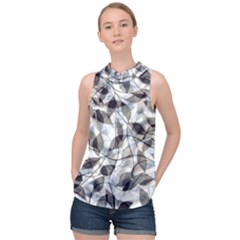 Leaves Pattern Colors Nature Design High Neck Satin Top by Vaneshart