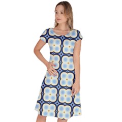 Pattern Design Art Scrapbooking Geometric Cubes Classic Short Sleeve Dress by Vaneshart