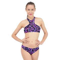 Christmas Paper Star Texture High Neck Bikini Set by Vaneshart