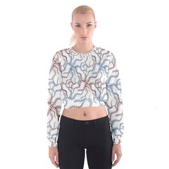 Pearl Pattern Floral Design Art Digital Seamless Cropped Sweatshirt by Vaneshart