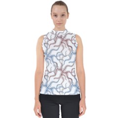 Pearl Pattern Floral Design Art Digital Seamless Mock Neck Shell Top by Vaneshart