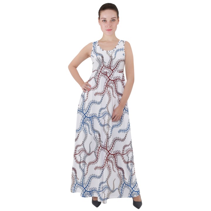 Pearl Pattern Floral Design Art Digital Seamless Empire Waist Velour Maxi Dress