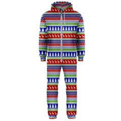 Christmas Color Stripes Pattern Hooded Jumpsuit (men)  by Vaneshart