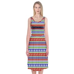 Christmas Color Stripes Pattern Midi Sleeveless Dress by Vaneshart