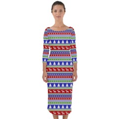 Christmas Color Stripes Pattern Quarter Sleeve Midi Bodycon Dress by Vaneshart