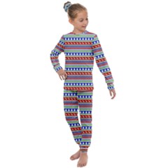 Christmas Color Stripes Pattern Kids  Long Sleeve Set  by Vaneshart