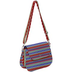 Christmas Color Stripes Pattern Saddle Handbag by Vaneshart