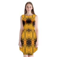 Pattern Wallpaper Background Yellow Amber Black Sleeveless Chiffon Dress   by Vaneshart