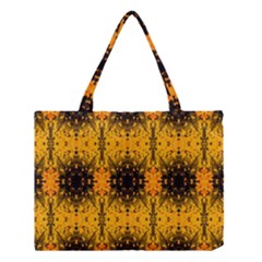 Pattern Wallpaper Background Yellow Amber Black Medium Tote Bag by Vaneshart