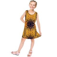 Pattern Wallpaper Background Yellow Amber Black Kids  Tunic Dress by Vaneshart