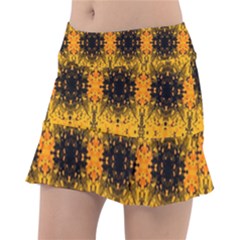 Pattern Wallpaper Background Yellow Amber Black Tennis Skorts by Vaneshart