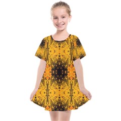 Pattern Wallpaper Background Yellow Amber Black Kids  Smock Dress by Vaneshart