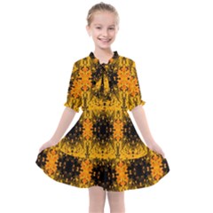 Pattern Wallpaper Background Yellow Amber Black Kids  All Frills Chiffon Dress by Vaneshart