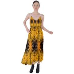 Pattern Wallpaper Background Yellow Amber Black Tie Back Maxi Dress by Vaneshart