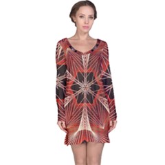 Star Pattern Red Abstract Long Sleeve Nightdress by Vaneshart