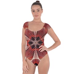 Star Pattern Red Abstract Short Sleeve Leotard  by Vaneshart