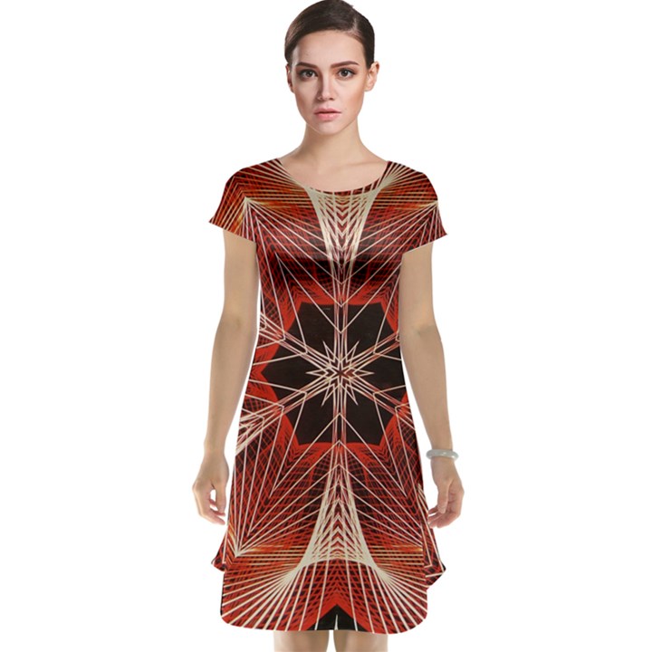 Star Pattern Red Abstract Cap Sleeve Nightdress