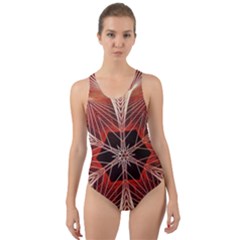 Star Pattern Red Abstract Cut-out Back One Piece Swimsuit by Vaneshart