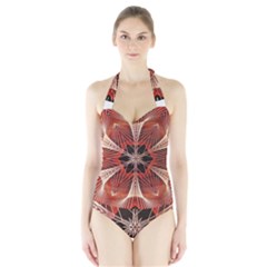 Star Pattern Red Abstract Halter Swimsuit by Vaneshart