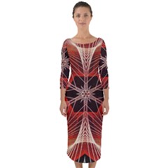 Star Pattern Red Abstract Quarter Sleeve Midi Bodycon Dress by Vaneshart