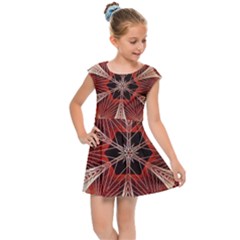 Star Pattern Red Abstract Kids  Cap Sleeve Dress by Vaneshart