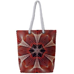 Star Pattern Red Abstract Full Print Rope Handle Tote (small) by Vaneshart