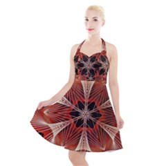 Star Pattern Red Abstract Halter Party Swing Dress  by Vaneshart