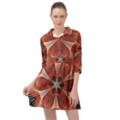 Star Pattern Red Abstract Mini Skater Shirt Dress by Vaneshart