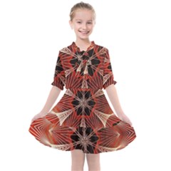 Star Pattern Red Abstract Kids  All Frills Chiffon Dress by Vaneshart