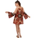 Star Pattern Red Abstract Kimono Sleeves Boho Dress View2