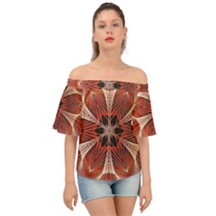 Star Pattern Red Abstract Off Shoulder Short Sleeve Top by Vaneshart