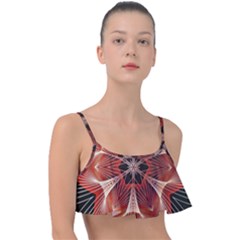 Star Pattern Red Abstract Frill Bikini Top